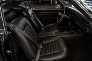 Classic car interior upgraded with three-point seat belts